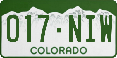 CO license plate 017NIW