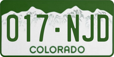 CO license plate 017NJD