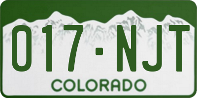 CO license plate 017NJT