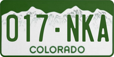 CO license plate 017NKA