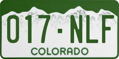 CO license plate 017NLF