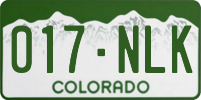 CO license plate 017NLK