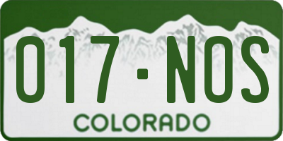 CO license plate 017NOS
