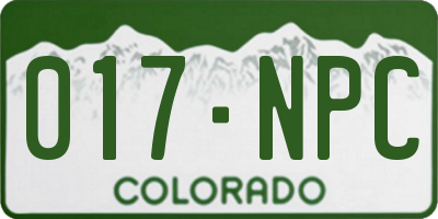 CO license plate 017NPC