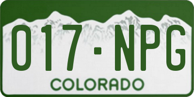 CO license plate 017NPG