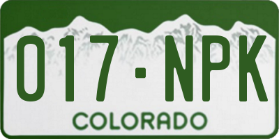 CO license plate 017NPK