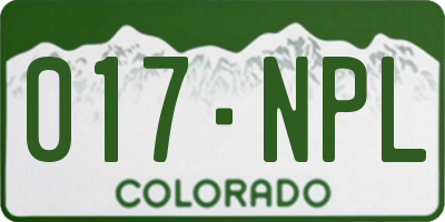 CO license plate 017NPL
