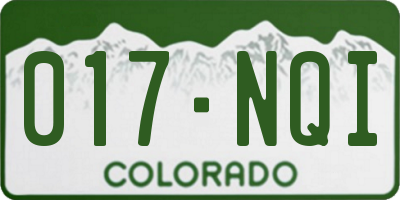 CO license plate 017NQI