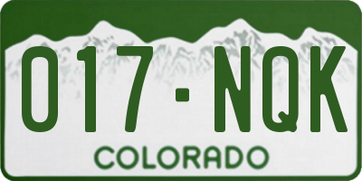 CO license plate 017NQK