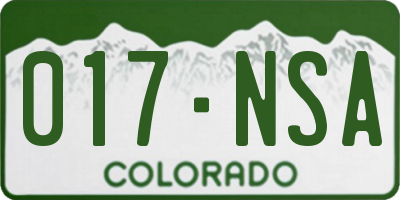 CO license plate 017NSA
