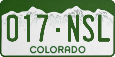 CO license plate 017NSL