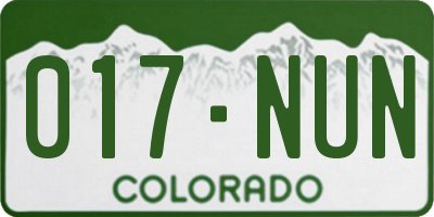 CO license plate 017NUN