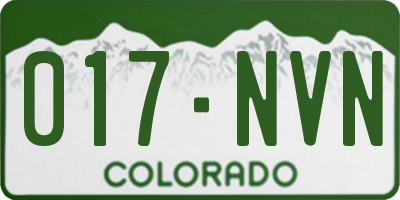 CO license plate 017NVN