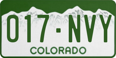 CO license plate 017NVY