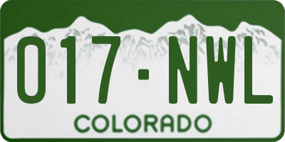 CO license plate 017NWL