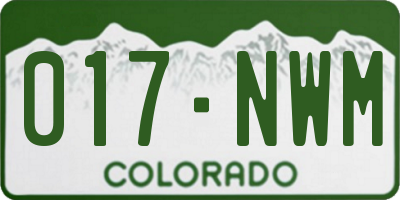 CO license plate 017NWM