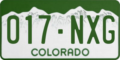 CO license plate 017NXG
