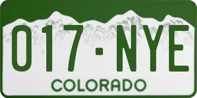 CO license plate 017NYE