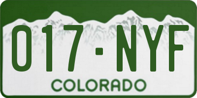 CO license plate 017NYF