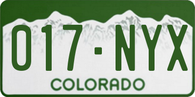 CO license plate 017NYX