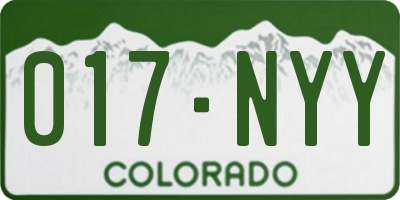 CO license plate 017NYY
