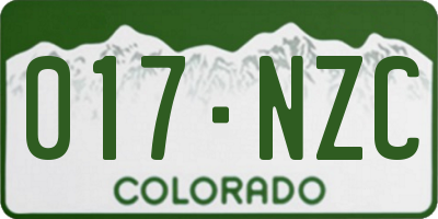 CO license plate 017NZC