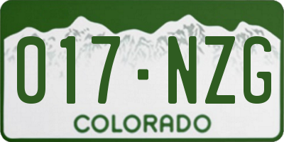 CO license plate 017NZG