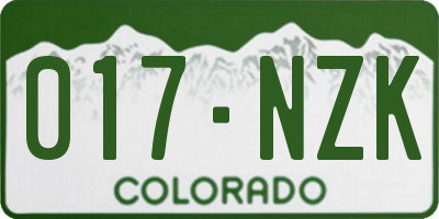 CO license plate 017NZK