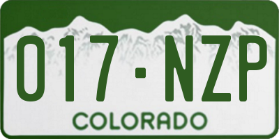 CO license plate 017NZP