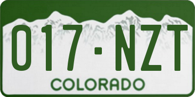 CO license plate 017NZT