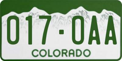 CO license plate 017OAA