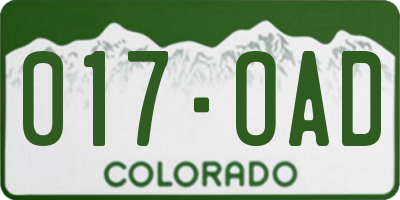 CO license plate 017OAD