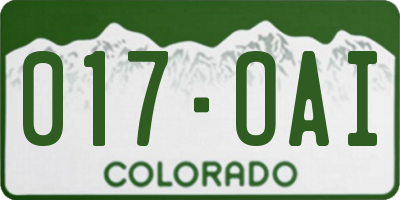 CO license plate 017OAI