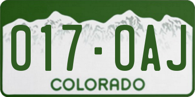 CO license plate 017OAJ