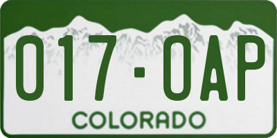 CO license plate 017OAP