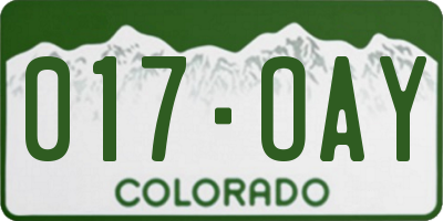 CO license plate 017OAY