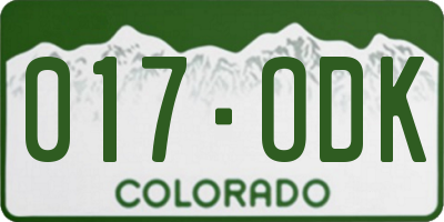 CO license plate 017ODK