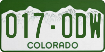 CO license plate 017ODW