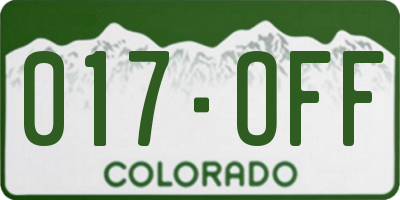 CO license plate 017OFF