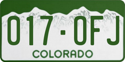 CO license plate 017OFJ