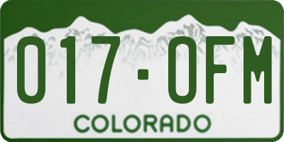 CO license plate 017OFM