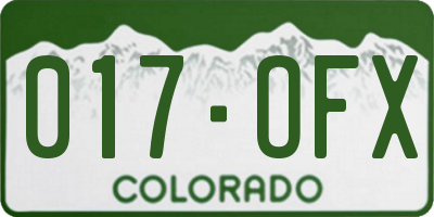 CO license plate 017OFX