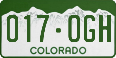 CO license plate 017OGH