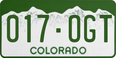 CO license plate 017OGT