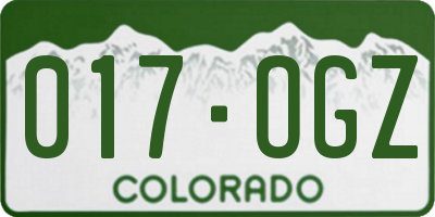 CO license plate 017OGZ