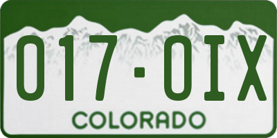 CO license plate 017OIX