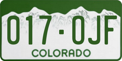 CO license plate 017OJF