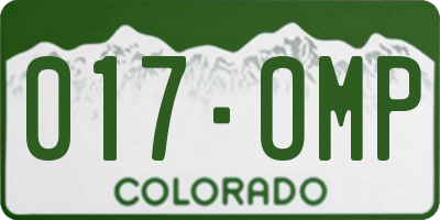CO license plate 017OMP