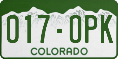 CO license plate 017OPK