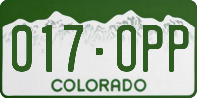 CO license plate 017OPP